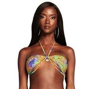 I. AM. GIA Halina Hibiscus Bikini Top Size XS CUTOUT SKIMPY STRAPPY I AM GIA